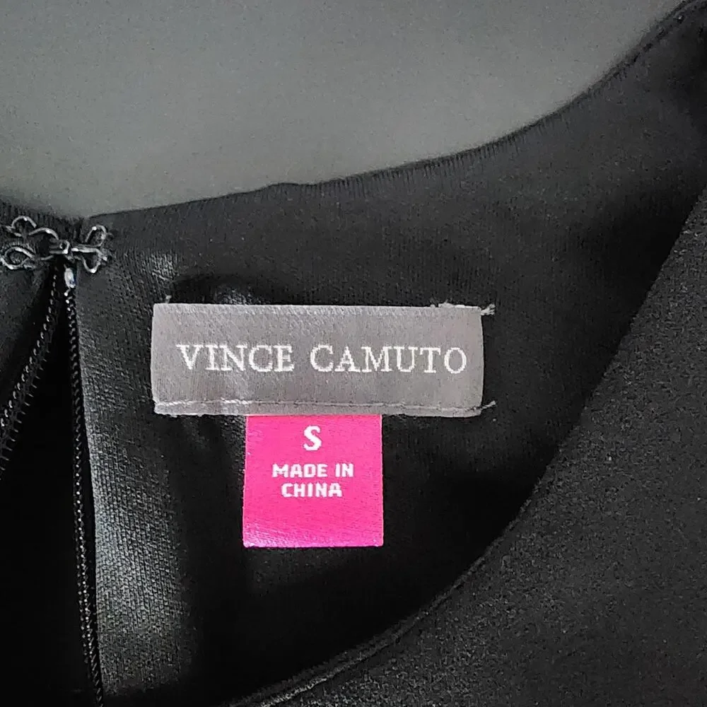 NWT Vince Camuto Artistic Muse Cold-Shoulder Bell Sleeve Black Dress | Small